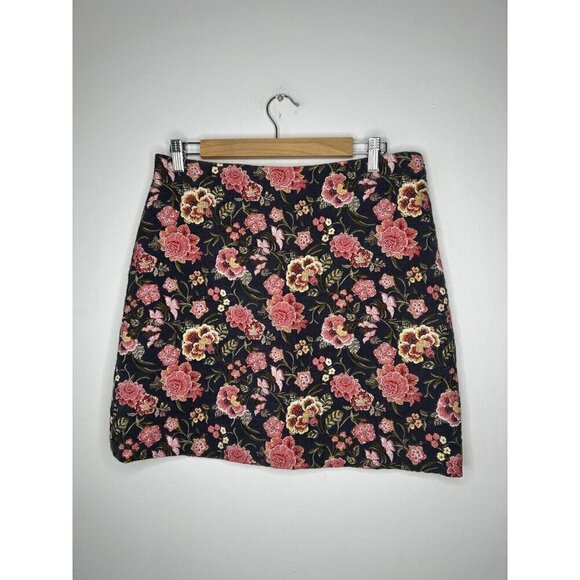 LOFT Floral Blue Pink Tapestry Pencil Spring Skirt Size 8 - Picture 1 of 11
